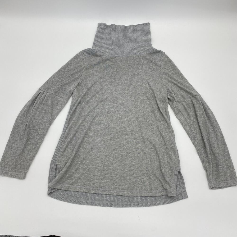 SATURDAY SUNDAY by Anthro Cowl Turtleneck Sweater Size M Ribbed Fuzzy Top Grey